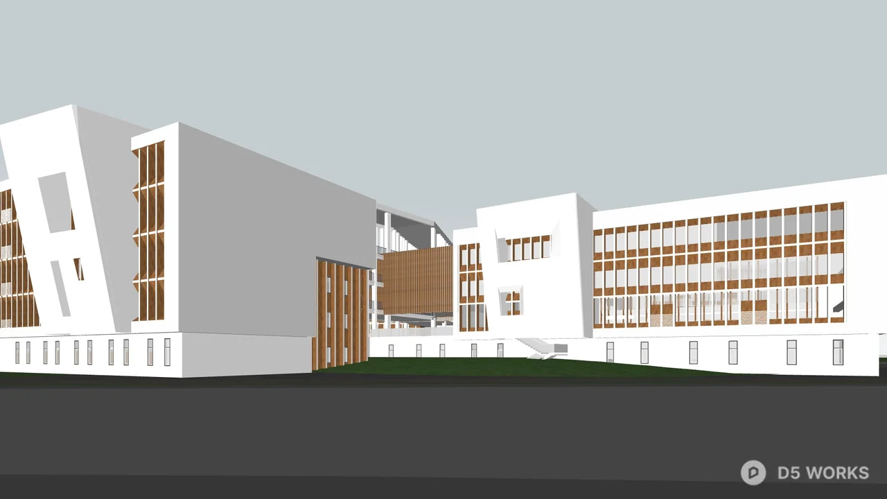 Modern School Building Exterior 3d model - Image 1