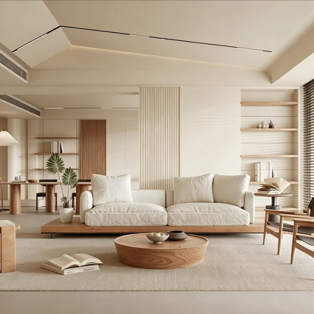 Modern Minimalist Living Room Interior Scene 3d model