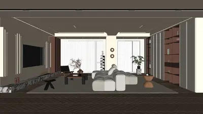 Modern Minimalist Living Room with Neutral Tones 3d model