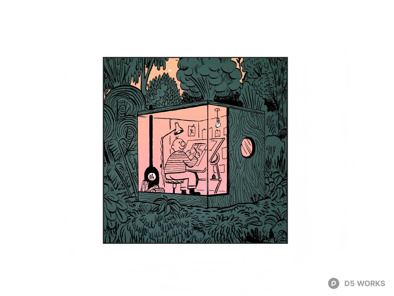 Stylized Comic Art Forest Studio Illustration 3d model - Image 1