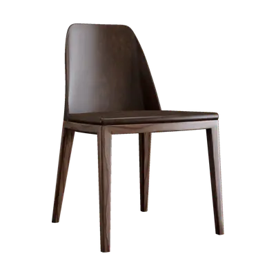 Modern brown dining chair in wax 3d model
