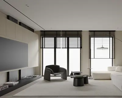 Minimalist Living Room with Large Windows 3d model