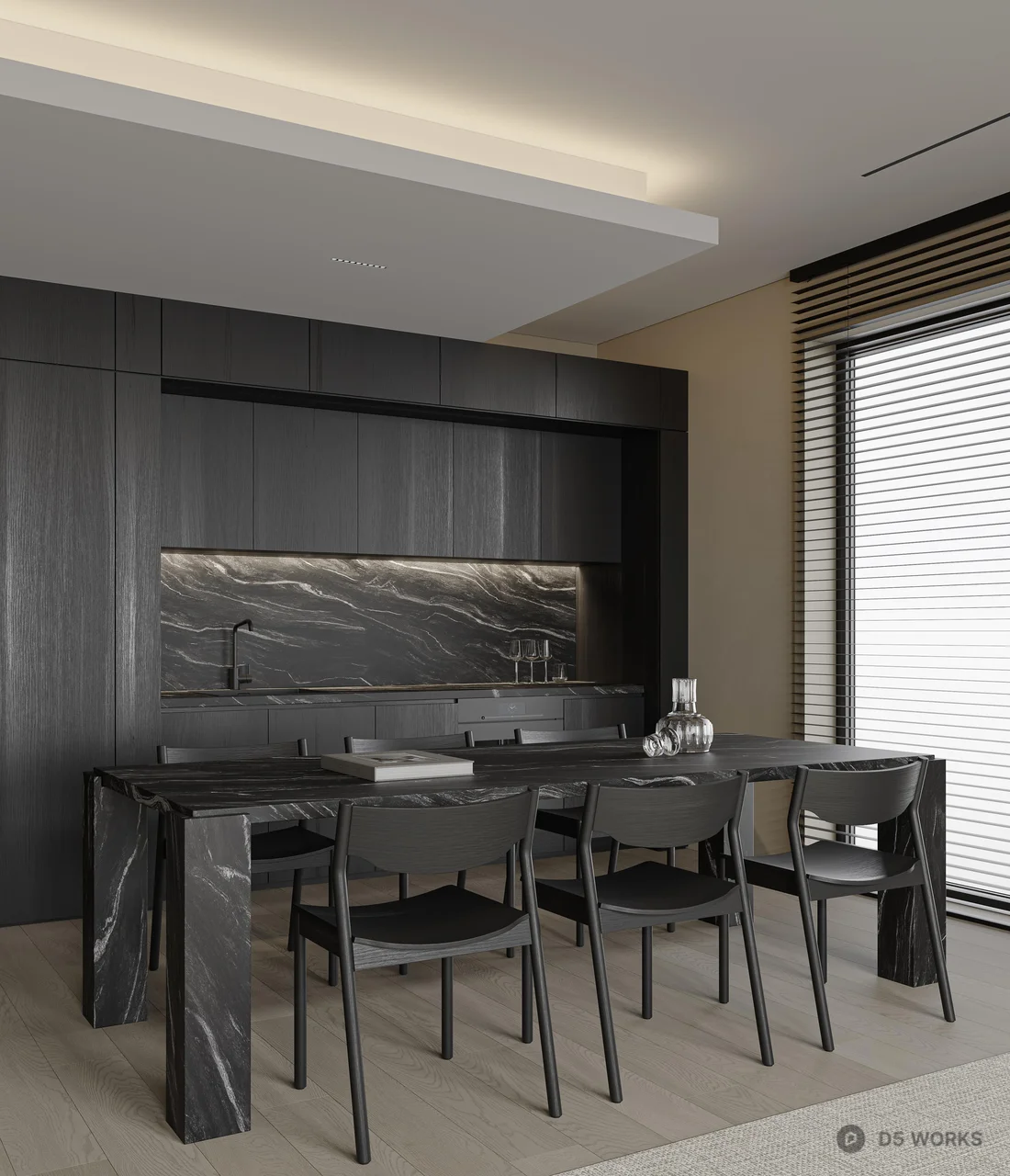 Minimalist Living Room with Large Windows 3d model thumbnail 4