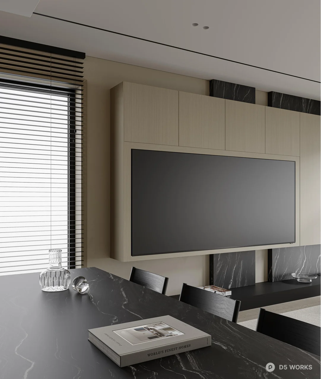 Minimalist Living Room with Large Windows 3d model thumbnail 3