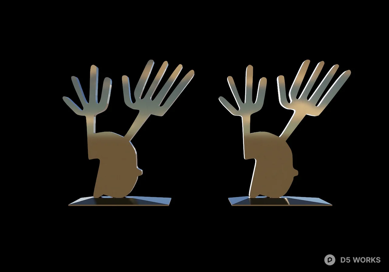 Minimalist Hand Sculpture Bookends 3d model thumbnail 2