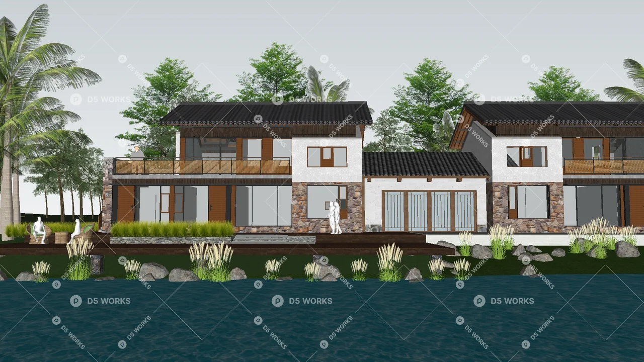 Homestay Building 3d model thumbnail 2