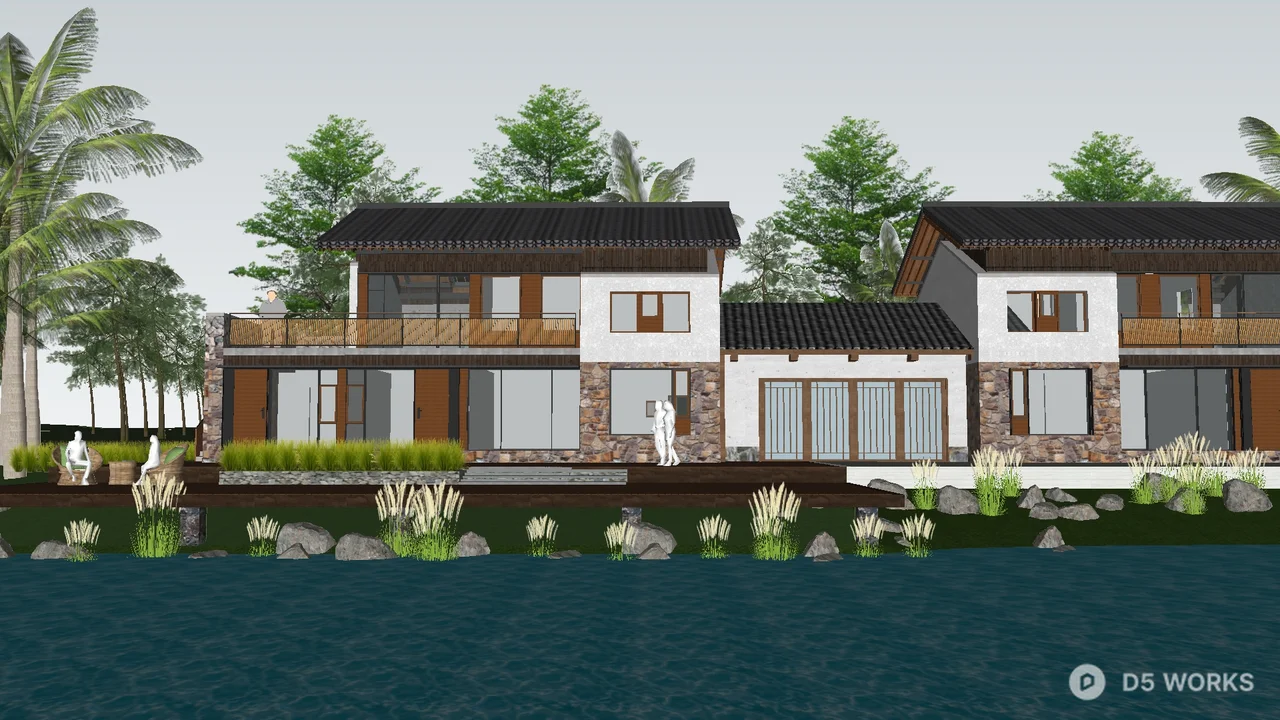 Tropical Waterfront Villa Resort 3d model thumbnail 2