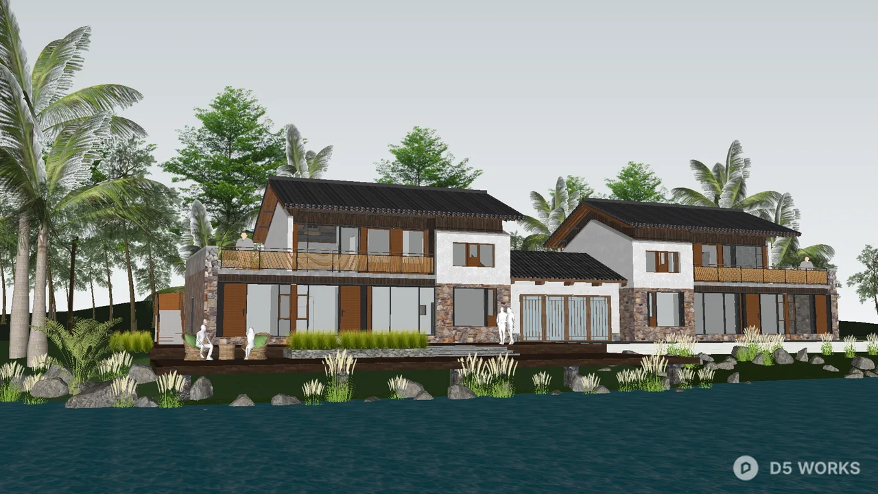Tropical Waterfront Villa Resort 3d model - Image 1