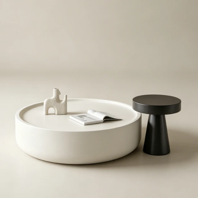 Minimalist Round Coffee and Side Table Set 3d model