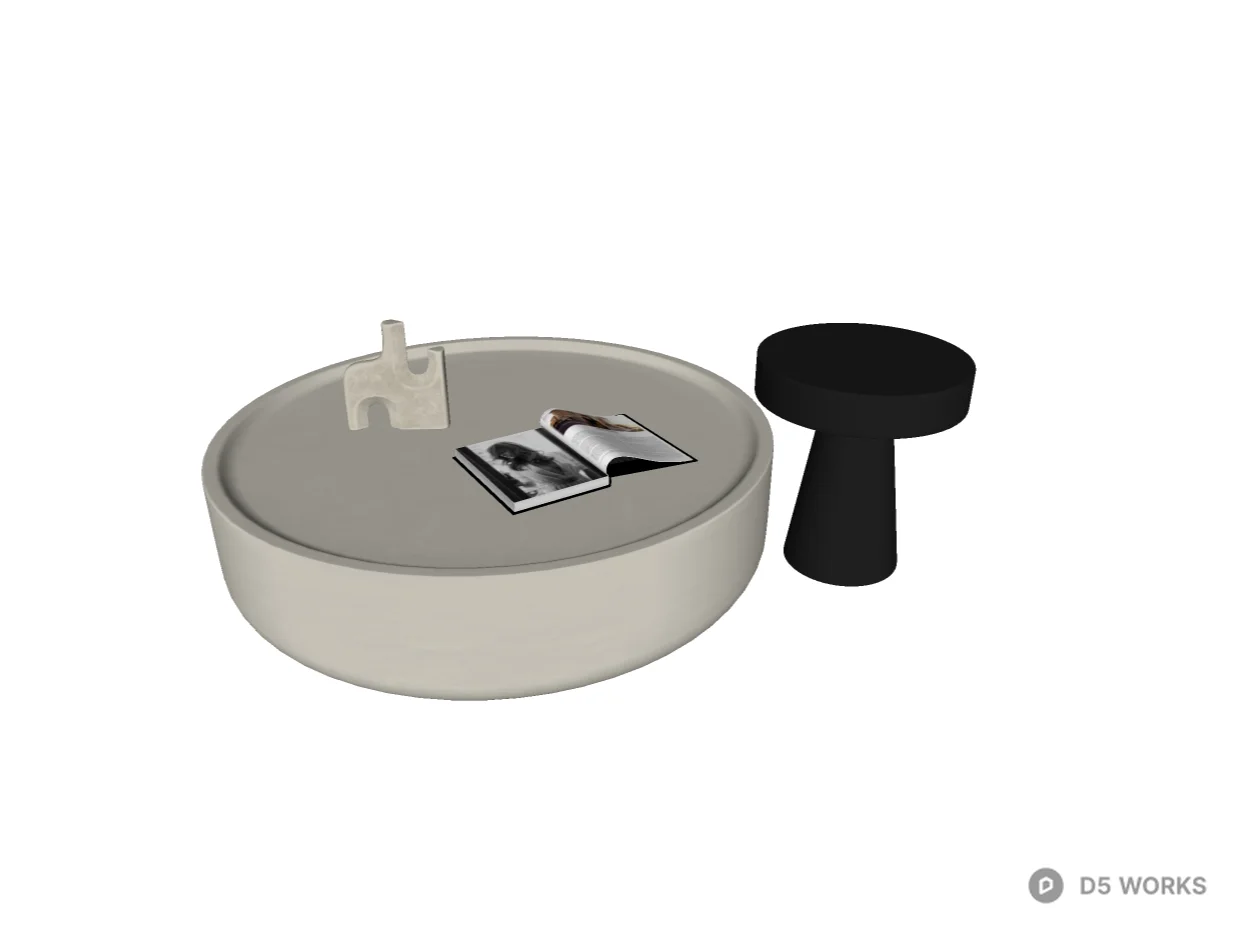 Minimalist Round Coffee and Side Table Set 3d model thumbnail 2