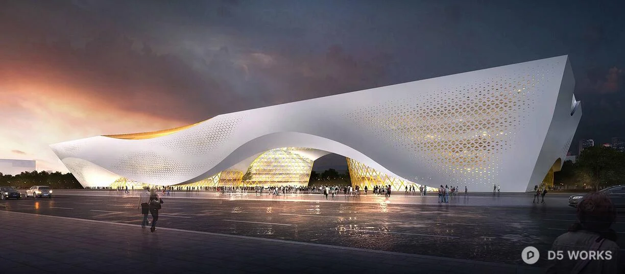 Modern Exhibition Hall Architecture 3d model thumbnail 2