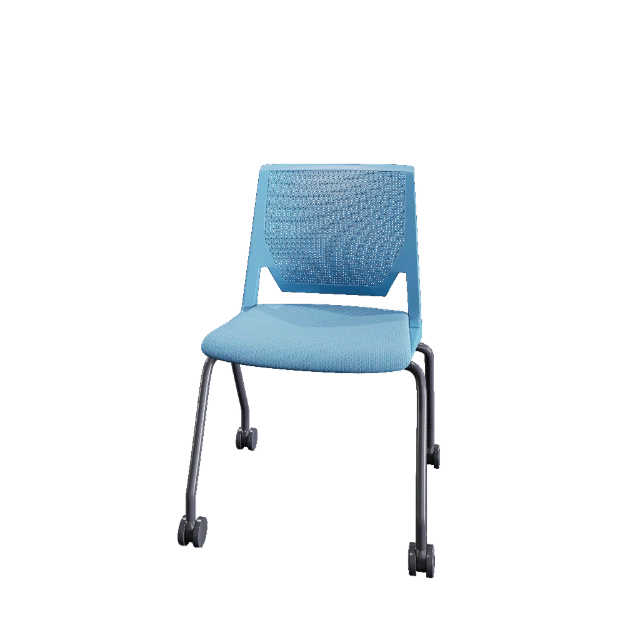 Modern Blue Perforated Office Chair with Casters 3d model