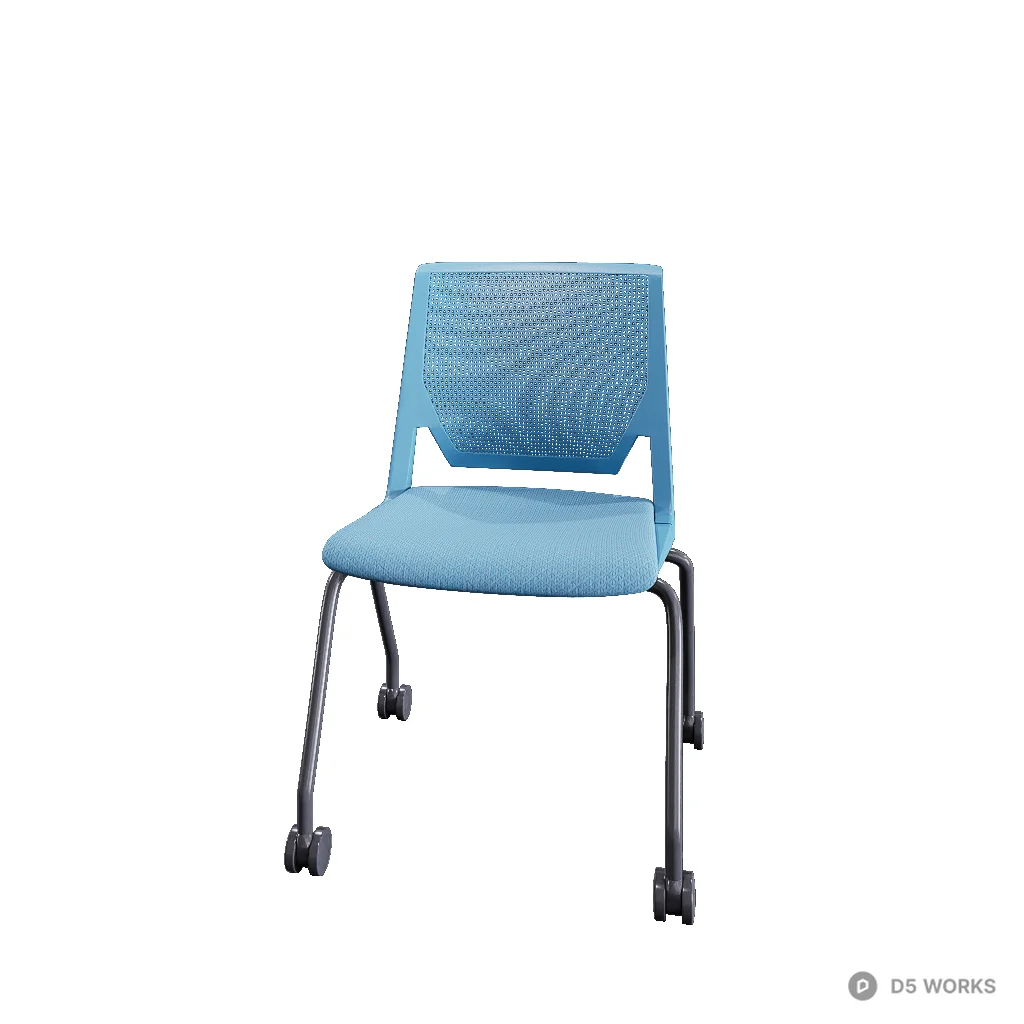 Modern Blue Perforated Office Chair with Casters 3d model - Image 1