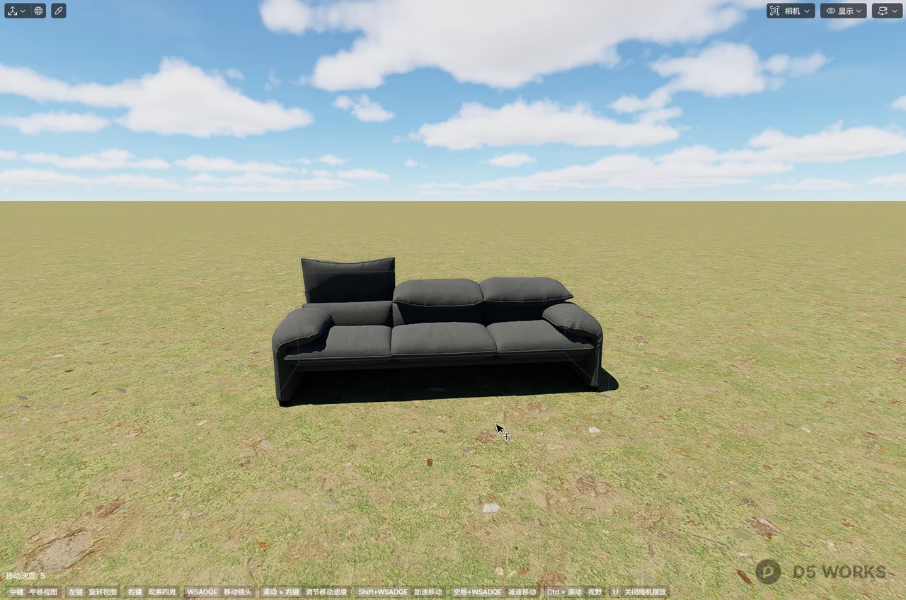 Contemporary Charcoal Fabric Modular Sofa 3d model thumbnail 2