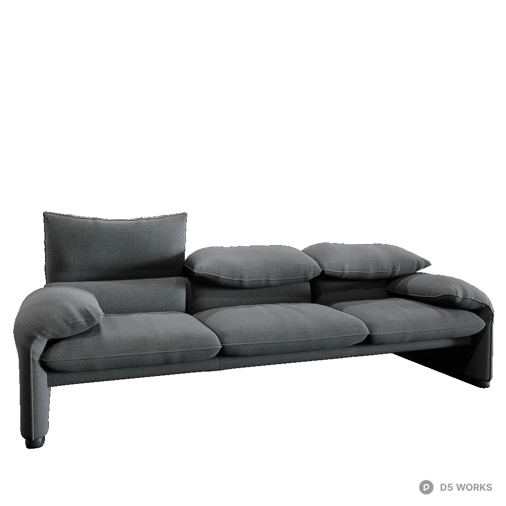Contemporary Charcoal Fabric Modular Sofa 3d model - Image 1