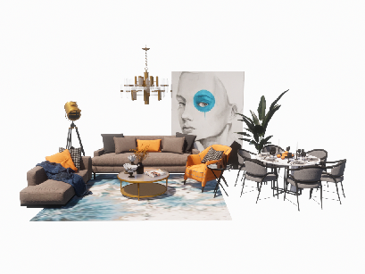 Modern Sofa & Side Table Set