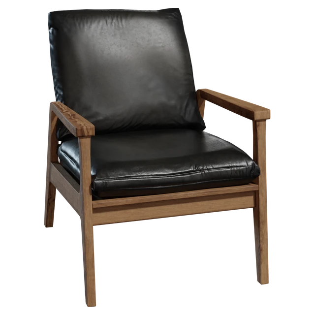 Mid-Century Modern Black Leather Armchair 3d model