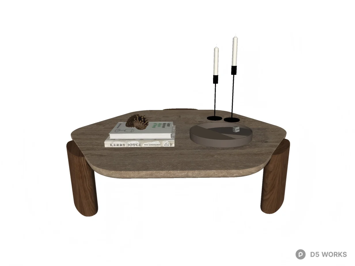Minimalist Hexagonal Travertine Coffee Table 3d model thumbnail 2