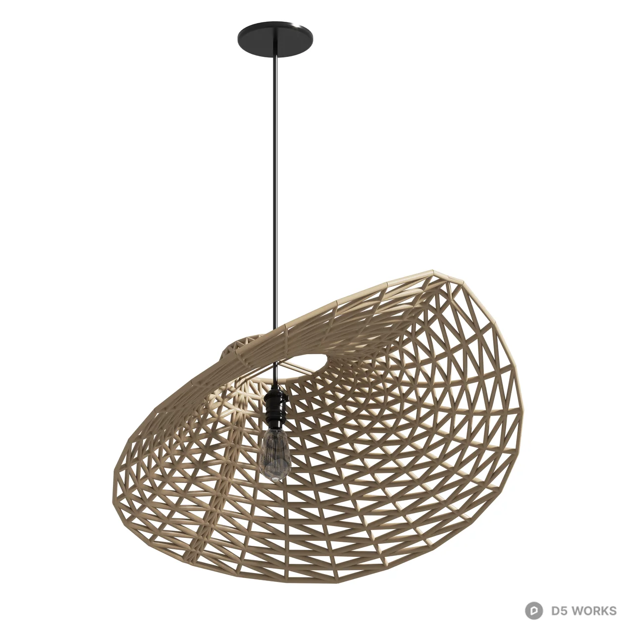 Woven Rattan Pendant Lamp 3d model thumbnail 4