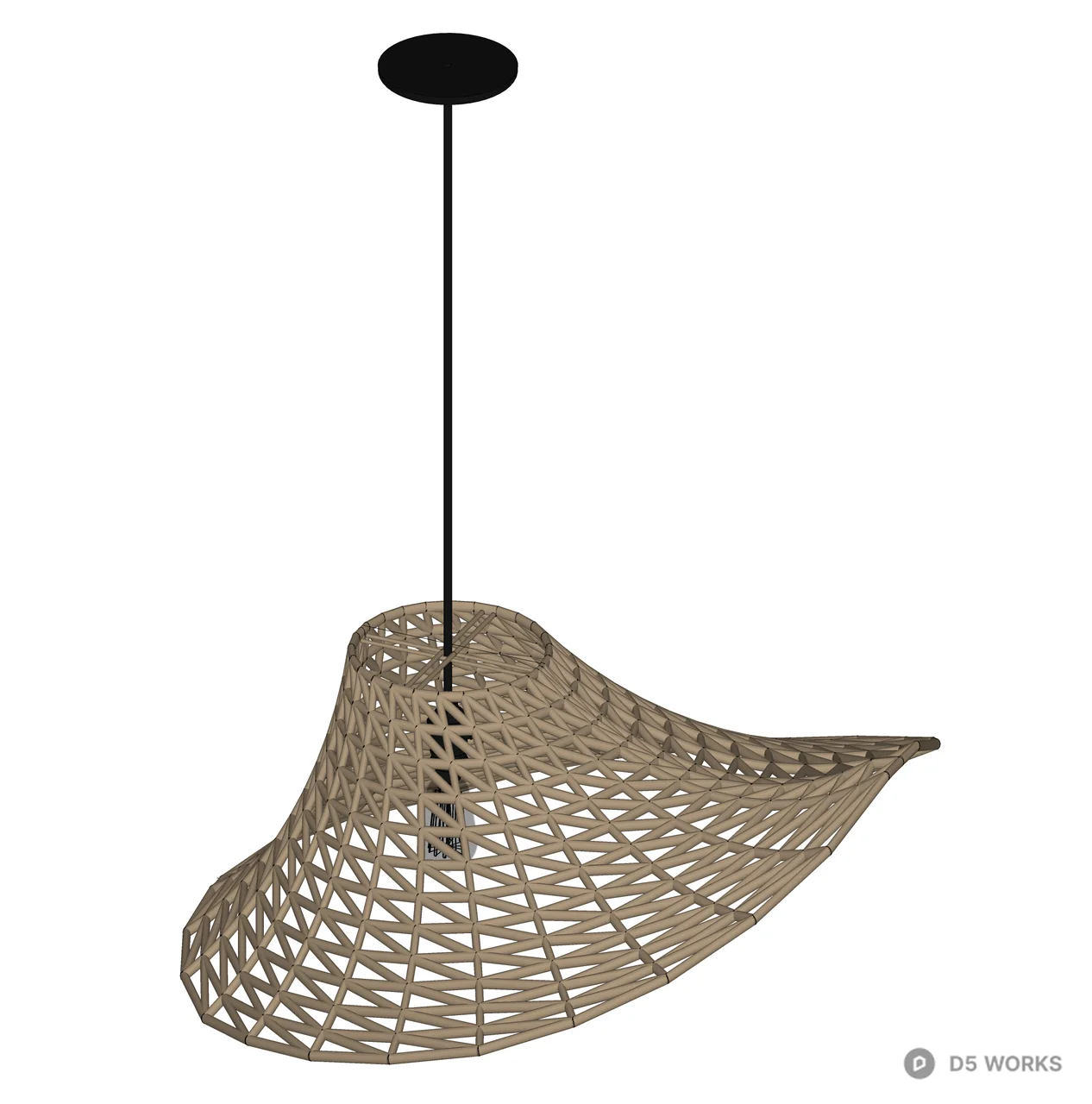 Woven Rattan Pendant Lamp 3d model thumbnail 2