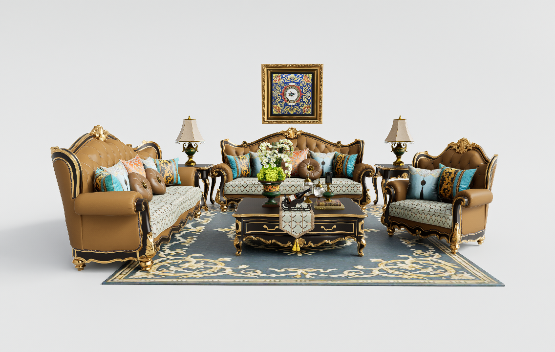 Transitional Sofa & Side Table Set