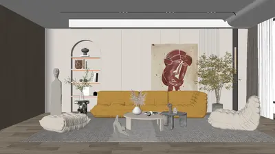 Contemporary Home Living Room 3d model