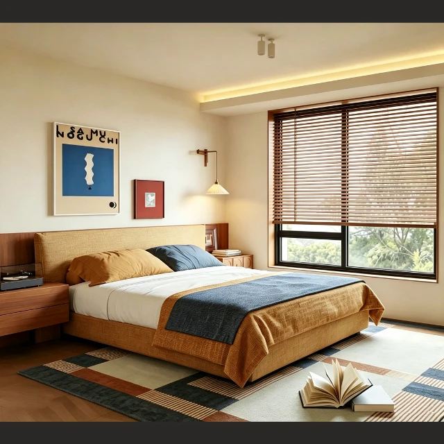 Modern Minimalist Bedroom Interior Scene 3d model