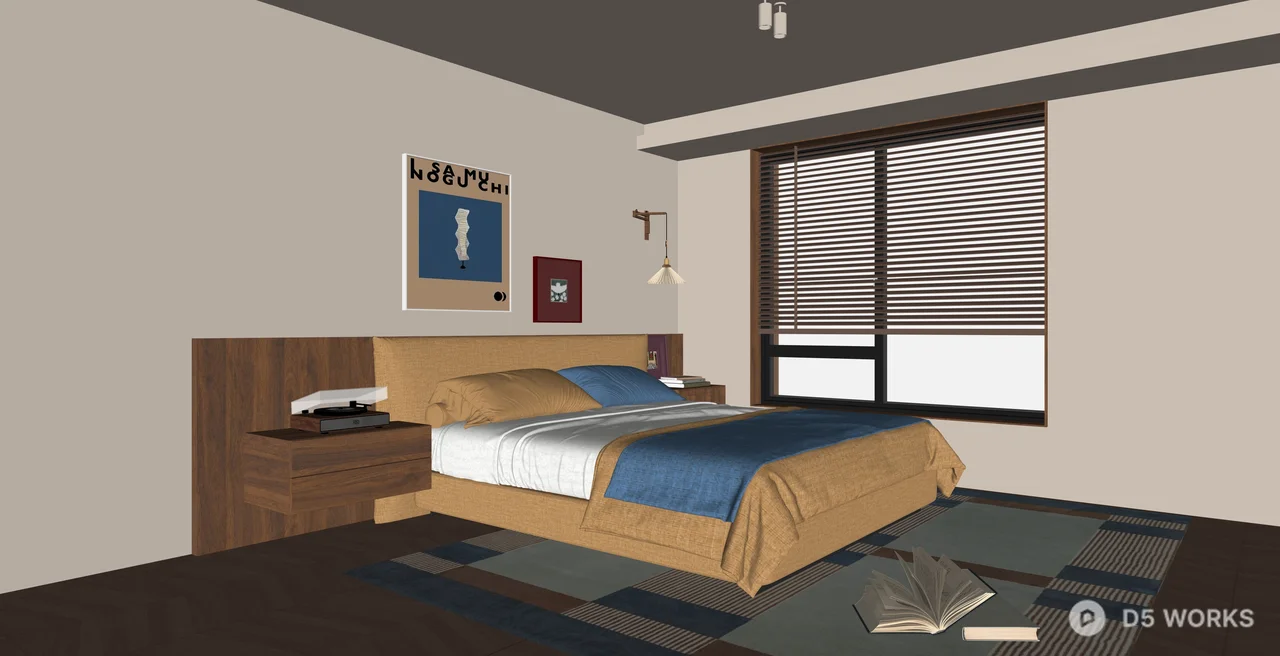 Modern Minimalist Bedroom Interior Scene 3d model thumbnail 2
