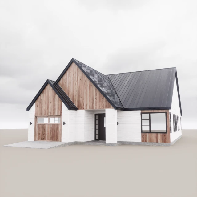 Modern Scandinavian-Single Story House 3d model