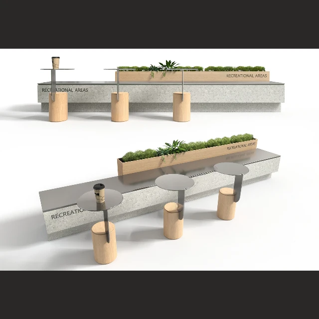Modern Public Seating With Integrated Planter 3d model