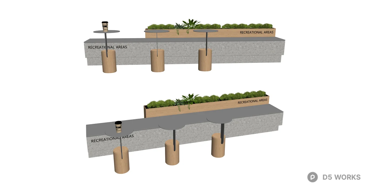 Modern Public Seating With Integrated Planter 3d model thumbnail 2