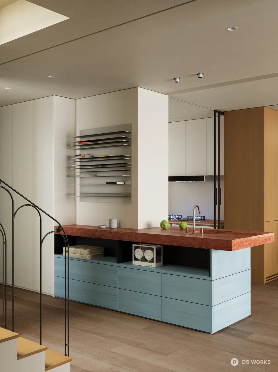 Minimalist Open-plan Living Dining Space With Natural Light 3d model thumbnail 2