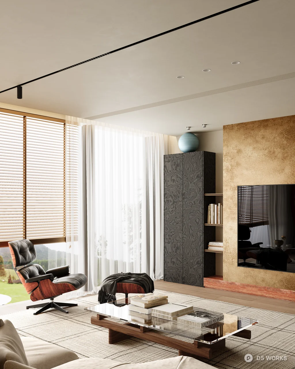 Minimalist Open-plan Living Dining Space With Natural Light 3d model thumbnail 10