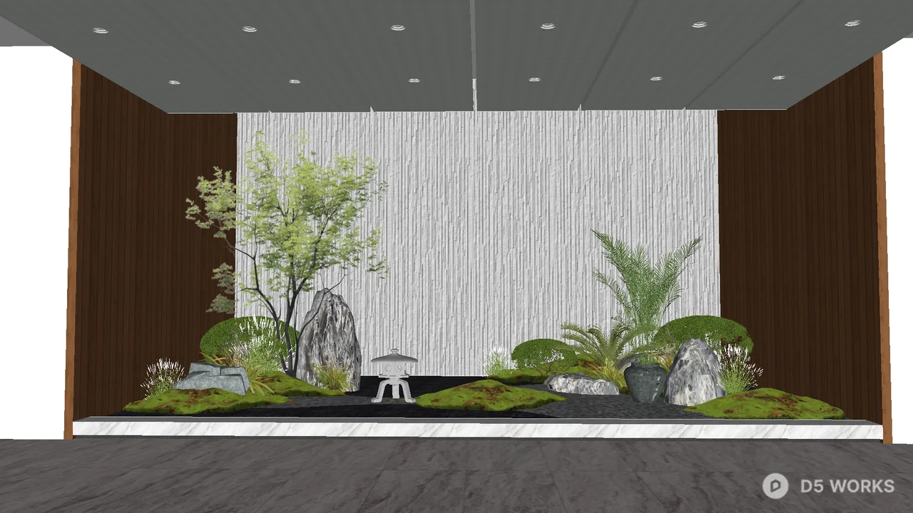 Minimalist Indoor Garden Scene 3d model - Image 1