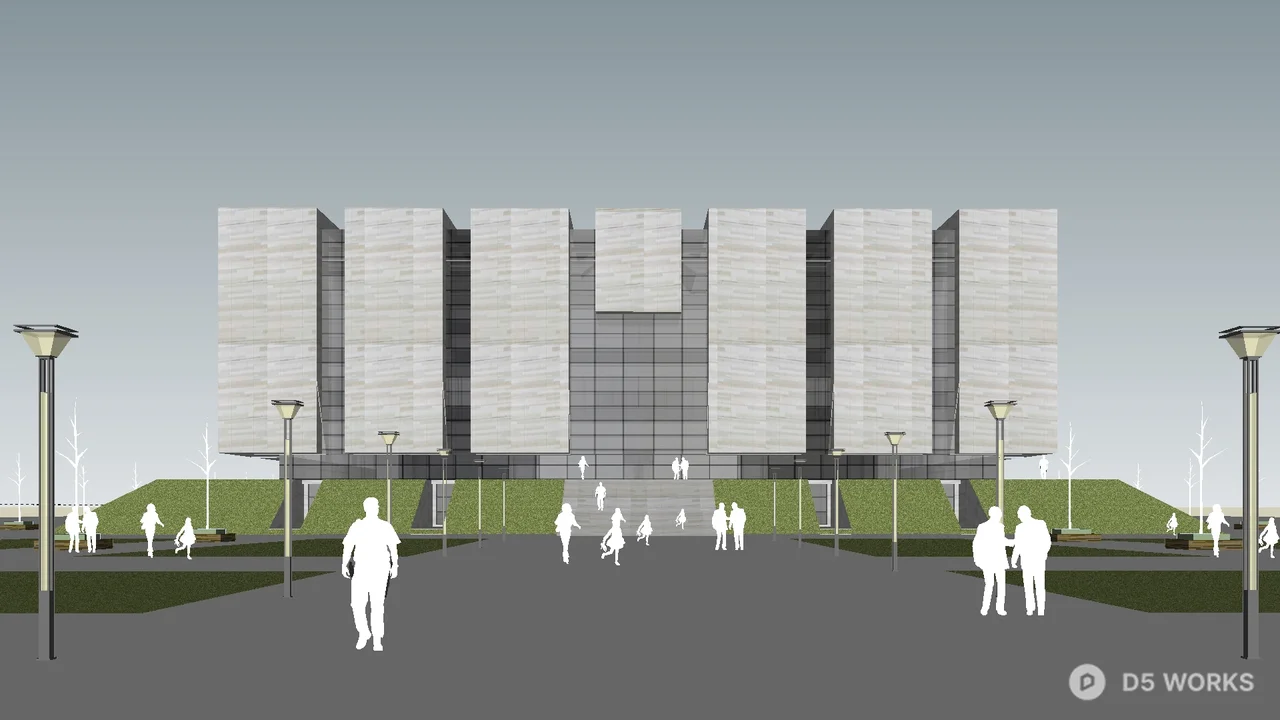 Modern Sports Arena Architecture 3d model thumbnail 2