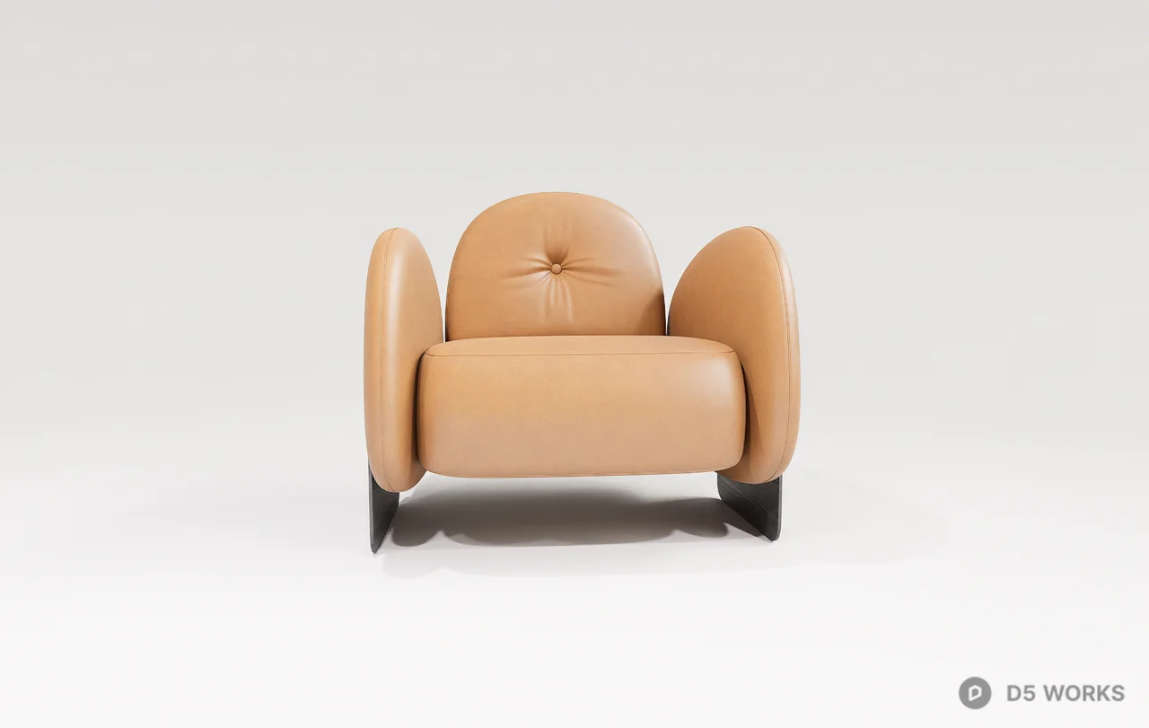 Minimalist Leather Armchair 3d model thumbnail 4