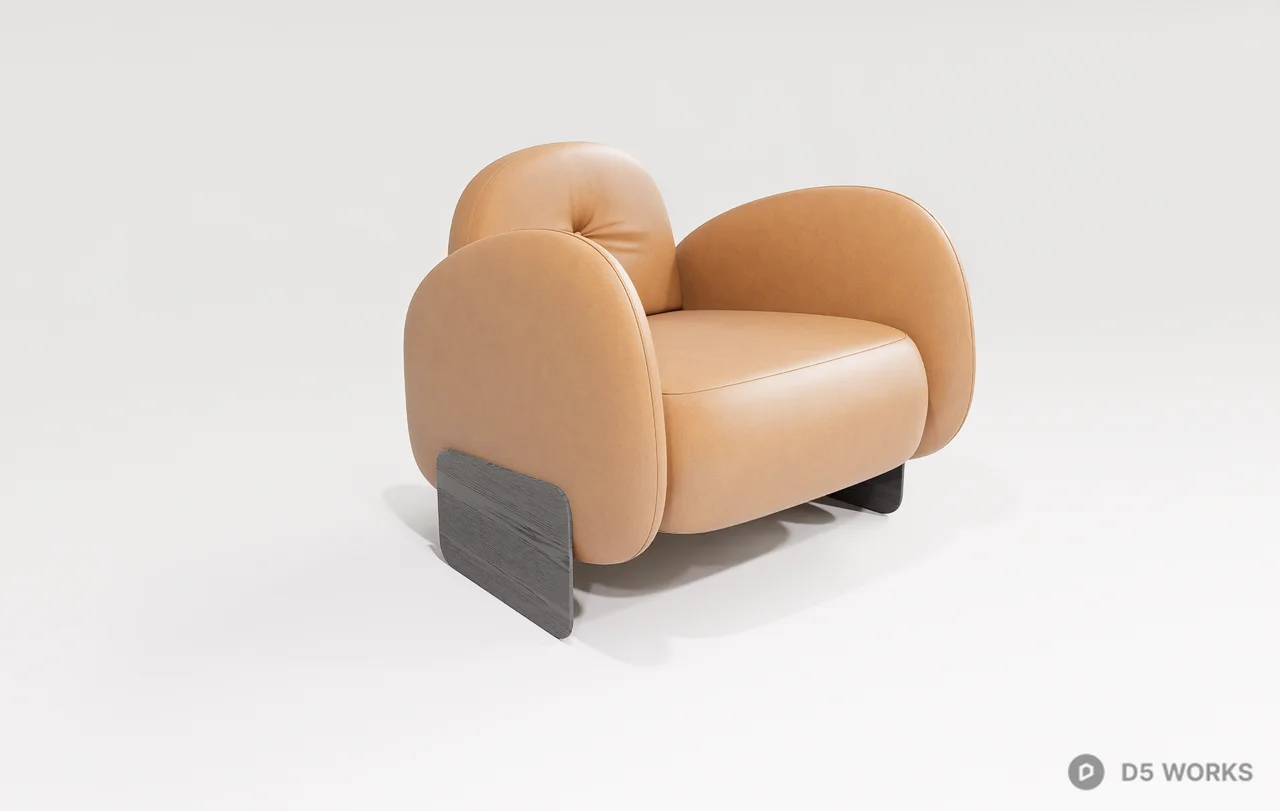 Minimalist Leather Armchair 3d model thumbnail 3