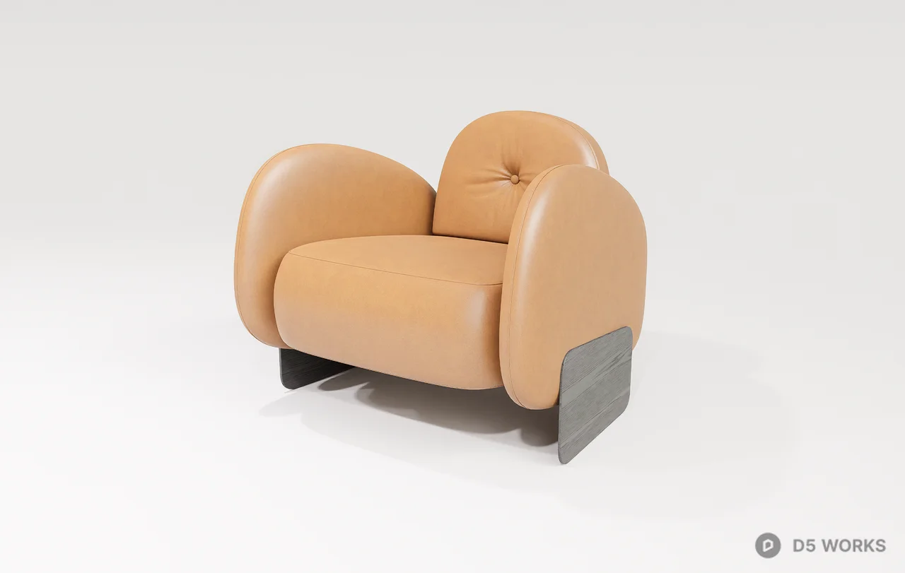 Minimalist Leather Armchair 3d model - Image 1
