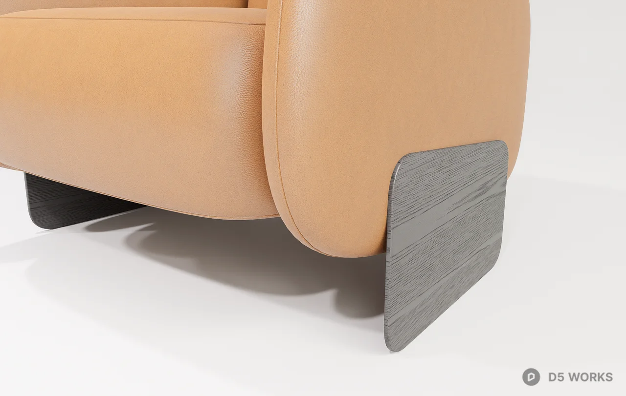 Minimalist Leather Armchair 3d model thumbnail 6