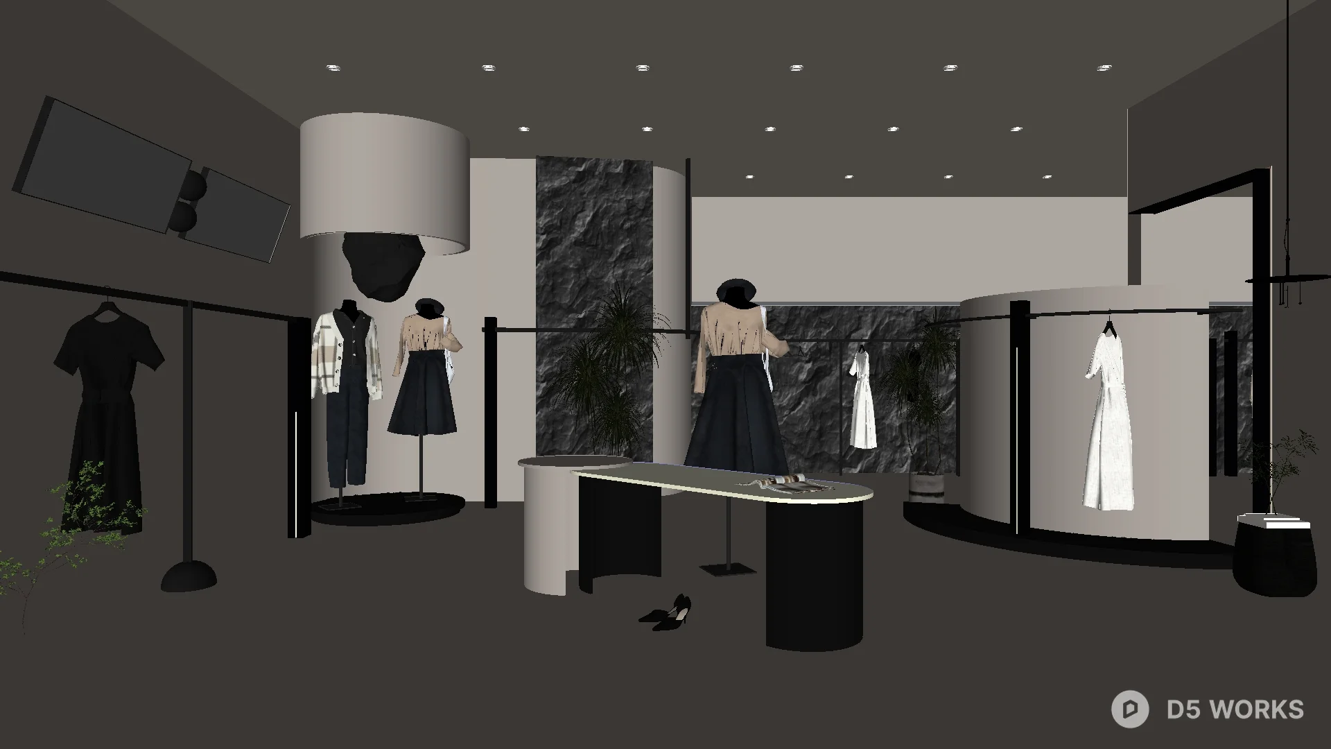 Free Minimalist Fashion Boutique Interior 3D Model .skp