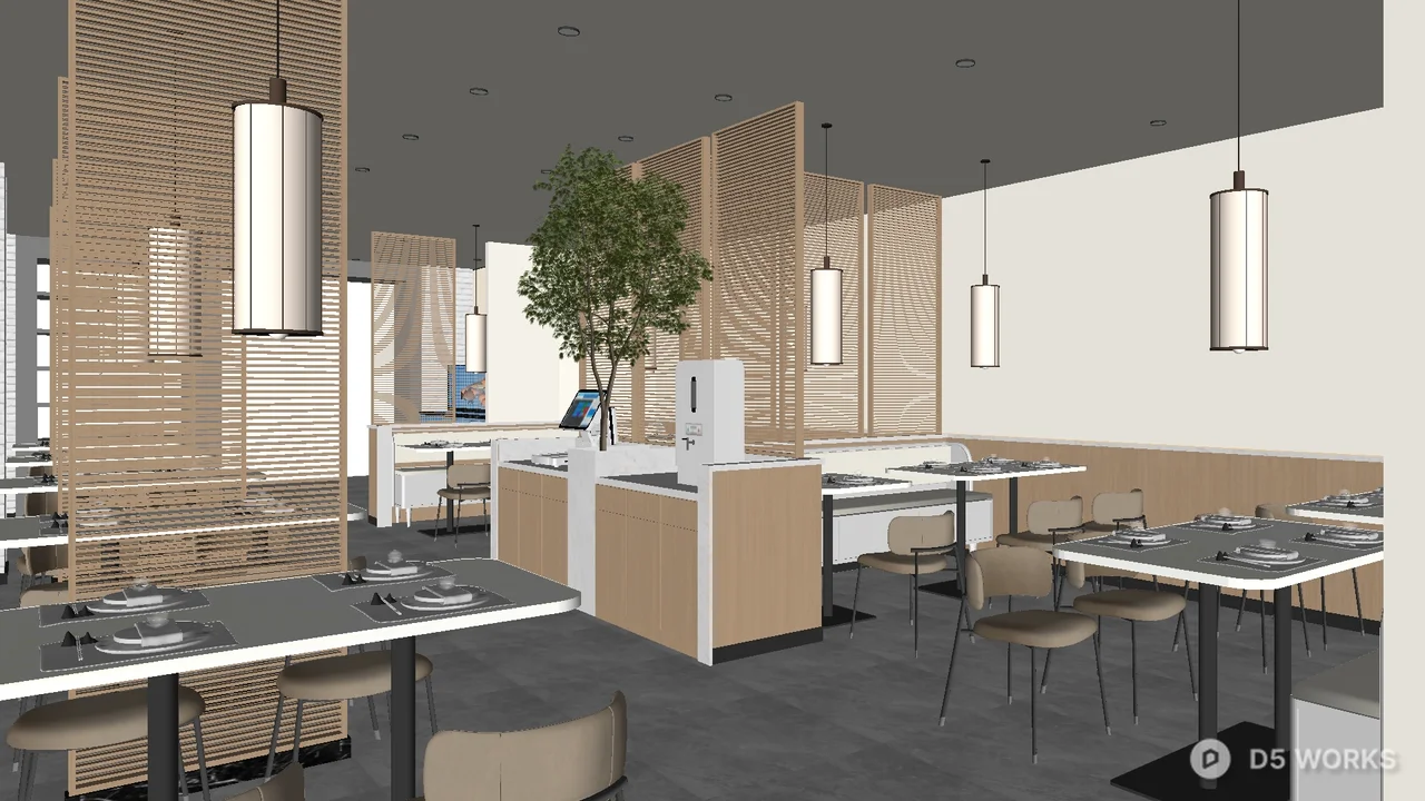 Modern Minimalist Western Restaurant Interior 3d model - Image 1