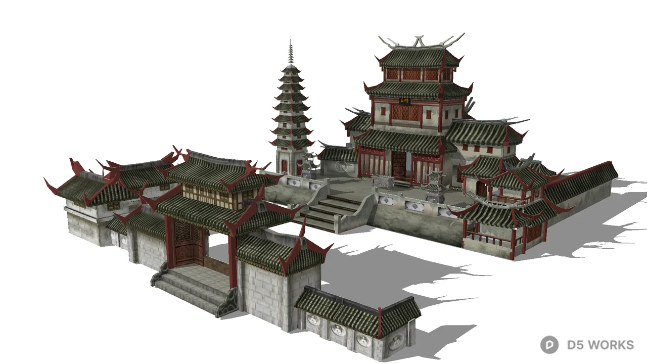 Traditional Chinese Temple Complex 3d model - Image 1