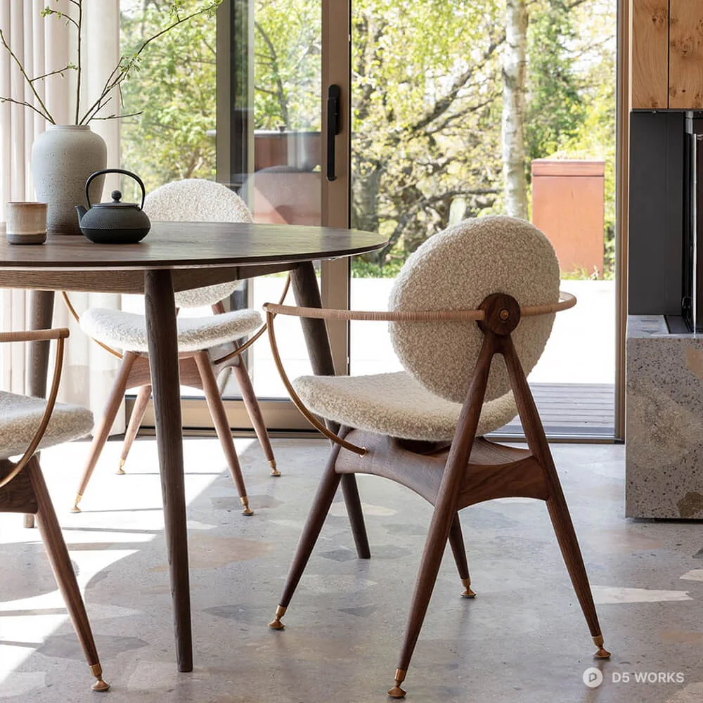 Upholstered Dining Chair With Metal Frame 3d model thumbnail 2