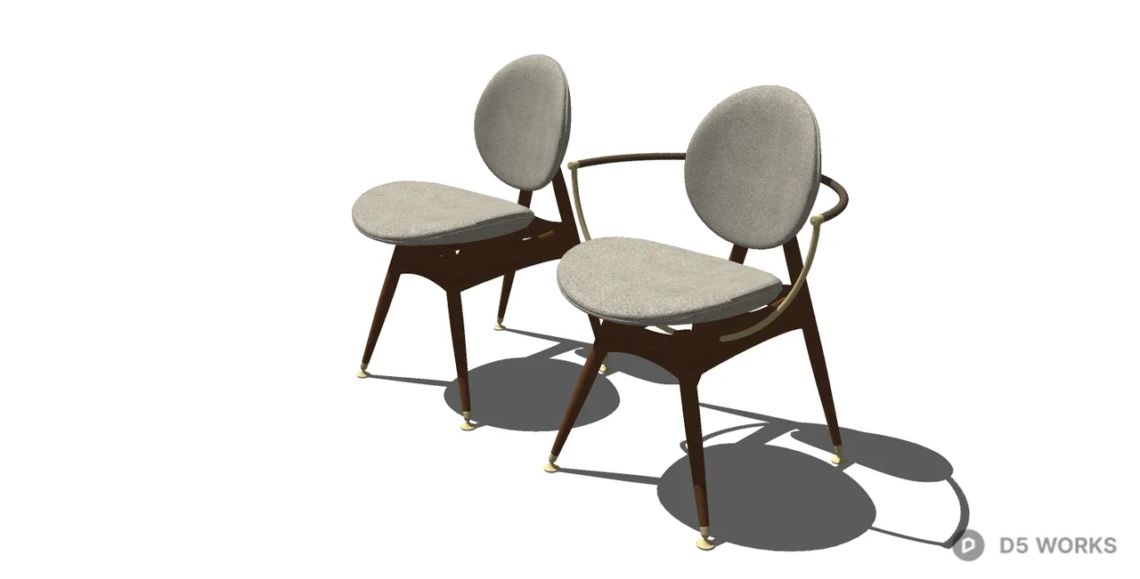 Upholstered Dining Chair With Metal Frame 3d model thumbnail 3