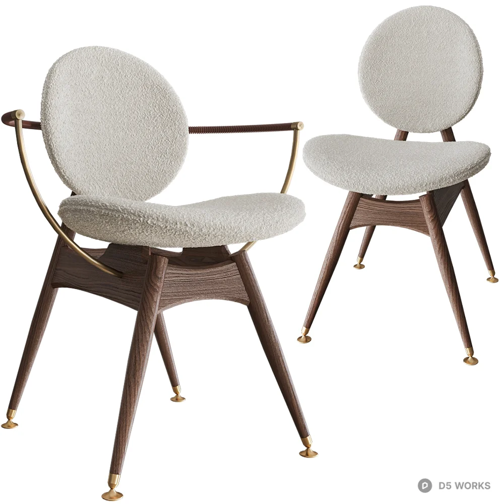 Upholstered Dining Chair With Metal Frame 3d model - Image 1