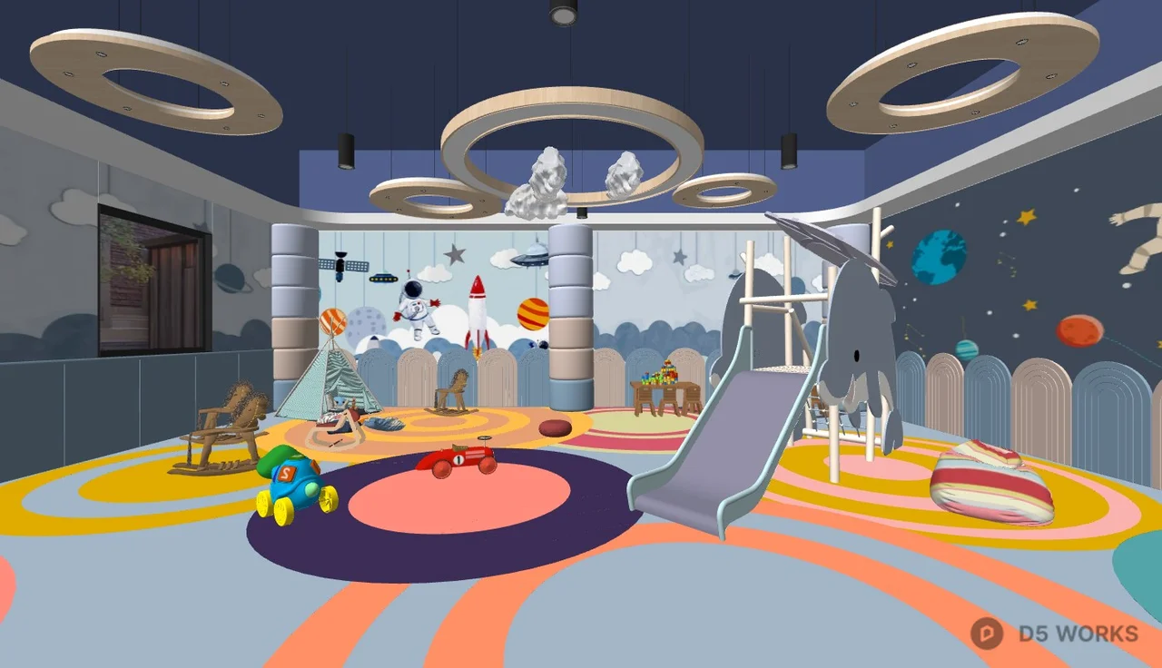 Indoor Playground With Space Theme 3d model - Image 1