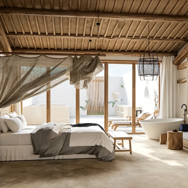 Rustic Wabi-Sabi Eco-Resort Bedroom Suite 3d model