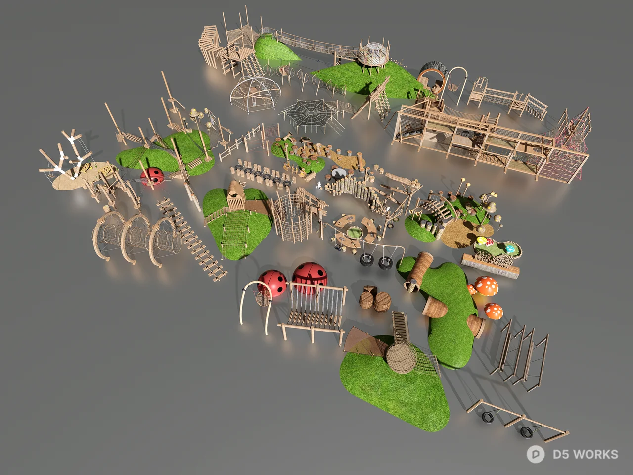 Nature-Themed Adventure Playground Set 3d model - Image 1