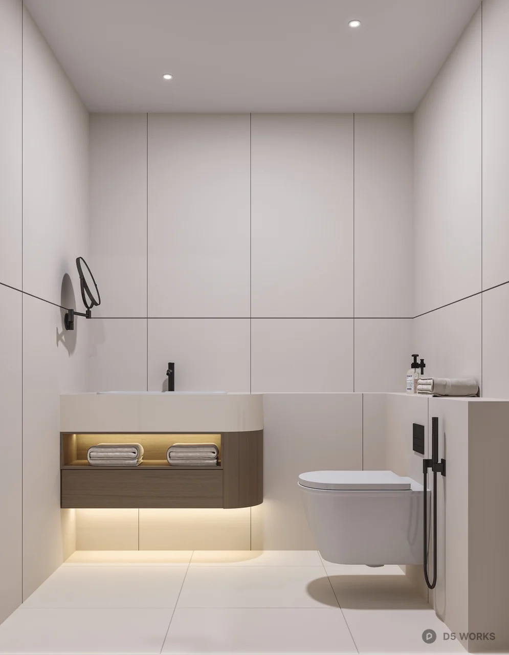 Minimalist Modern Bathroom With Integrated Lighting 3d model - Image 1