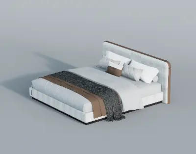 Modern Upholstered Double Bed 3d model